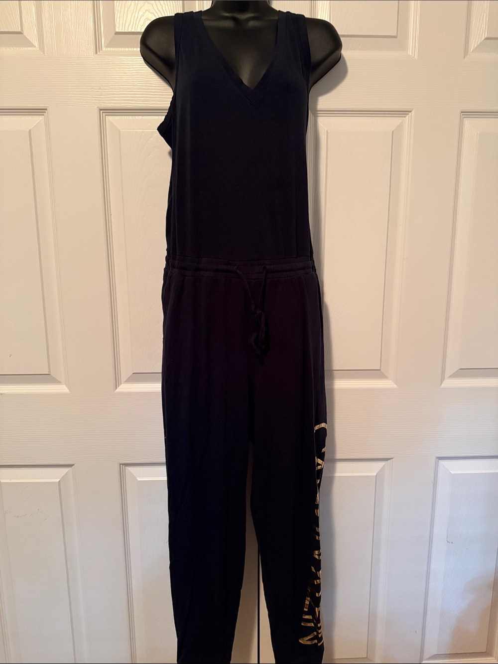 Calvin Klein Sleeveless V-Neck Jumpsuit with Drawstring Waist
